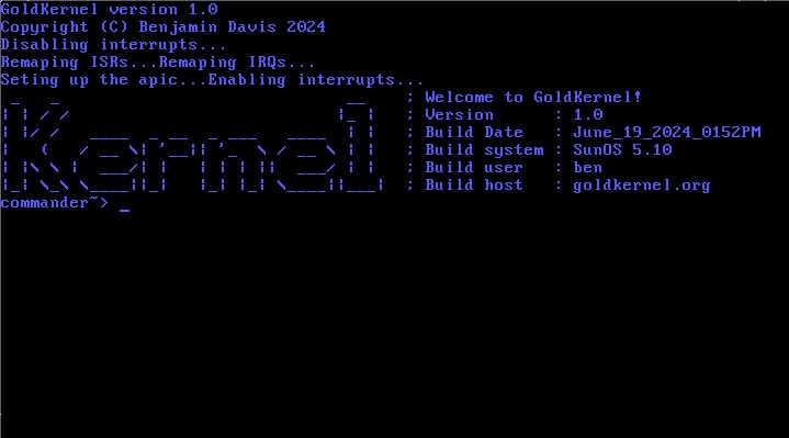 Screen Shot of GoldKernel running.